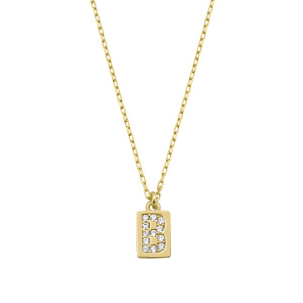 B INITIAL TAG NECKLACE