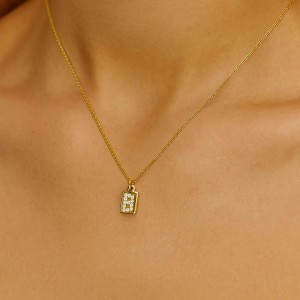 B INITIAL TAG NECKLACE - Thumbnail