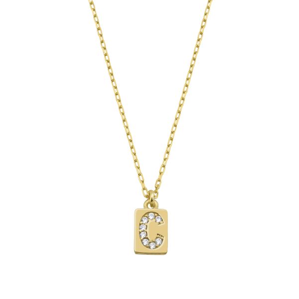  - C INITIAL TAG NECKLACE