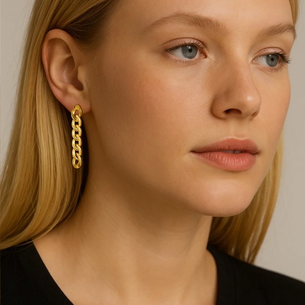  - RETRO CHAIN GOLD EARRINGS