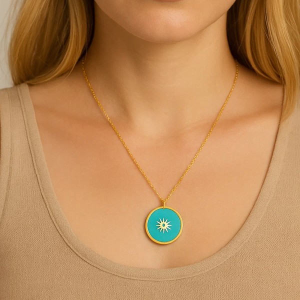  - ENAMEL BEAUTIFUL COIN NECKLACE 