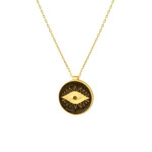 ENAMEL EYE COIN NECKLACE - Thumbnail