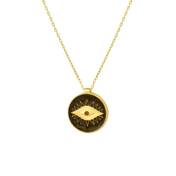  - ENAMEL EYE COIN NECKLACE 