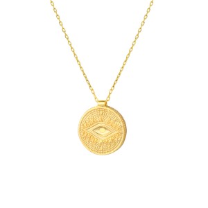 ENAMEL EYE COIN NECKLACE - Thumbnail