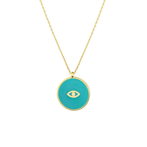 ENAMEL MINI EVIL EYE COIN NECKLACE