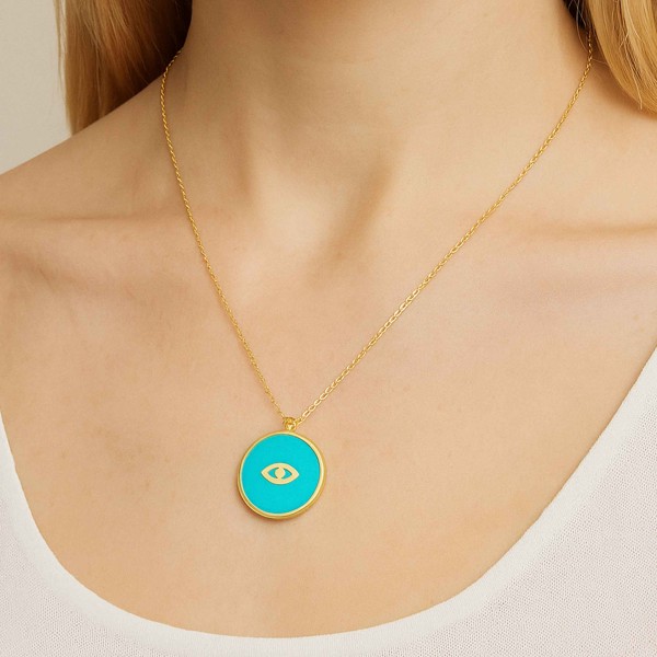  - ENAMEL MINI EVIL EYE COIN NECKLACE (1)