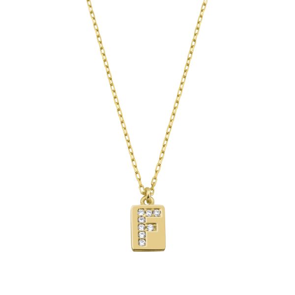 F INITIAL TAG NECKLACE