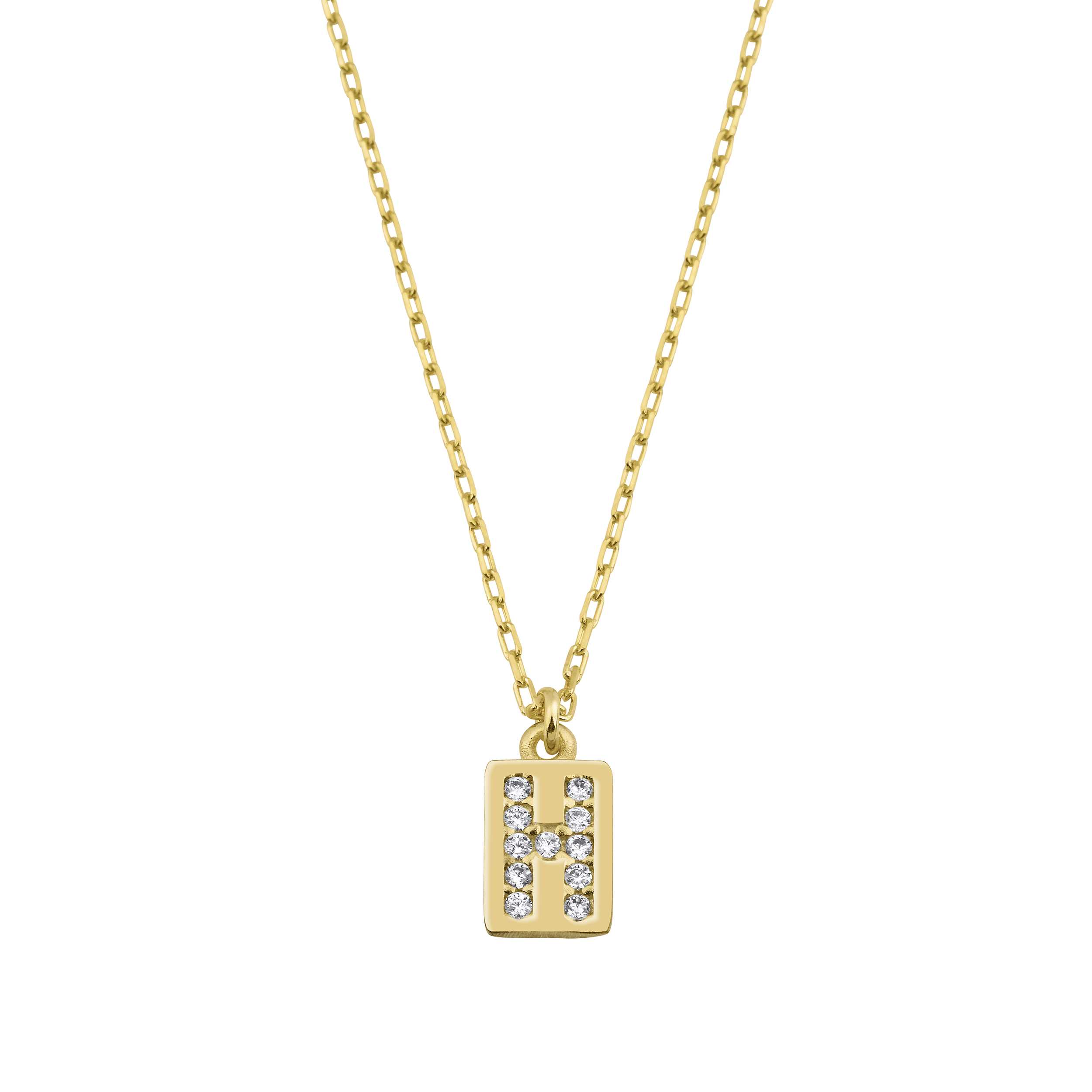 Diamond Letter H Pendant Necklace in 14k Yellow Gold | Kendra Scott