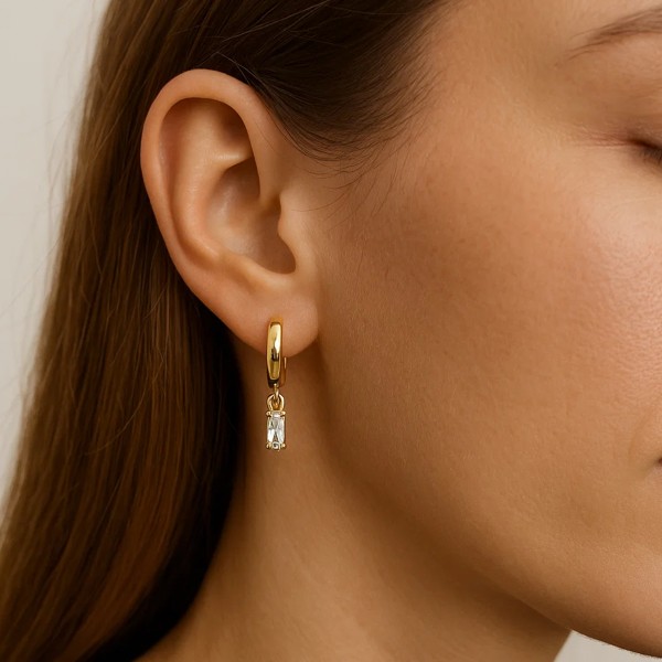  - HOOP BAGUETTE EARRINGS
