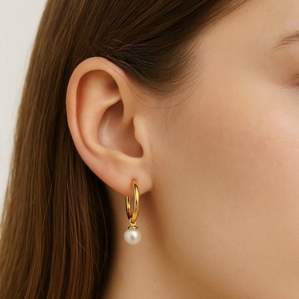  - HOOP PEARL EARRINGS