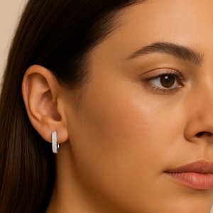  - JADE PAVE OVAL HOOP EARRINGS
