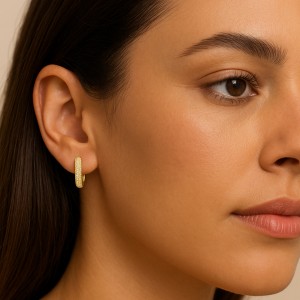  - JADE TAŞLI OVAL HALKA KÜPE