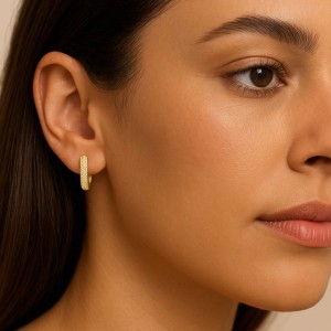  - JADE TAŞLI OVAL HALKA KÜPE