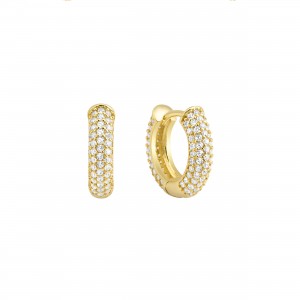 JASMINA PAVE X SOLID MINI HOOP EARRINGS - Thumbnail