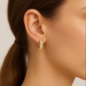  - JASMINA PAVE X SOLID MINI HOOP EARRINGS