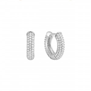  - JASMINA PAVE X SOLID MINI HOOP EARRINGS