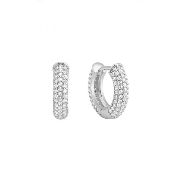 JASMINA PAVE X SOLID MINI HOOP EARRINGS