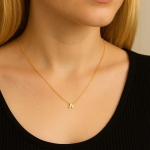 MINI A INITIAL NECKLACE - Thumbnail