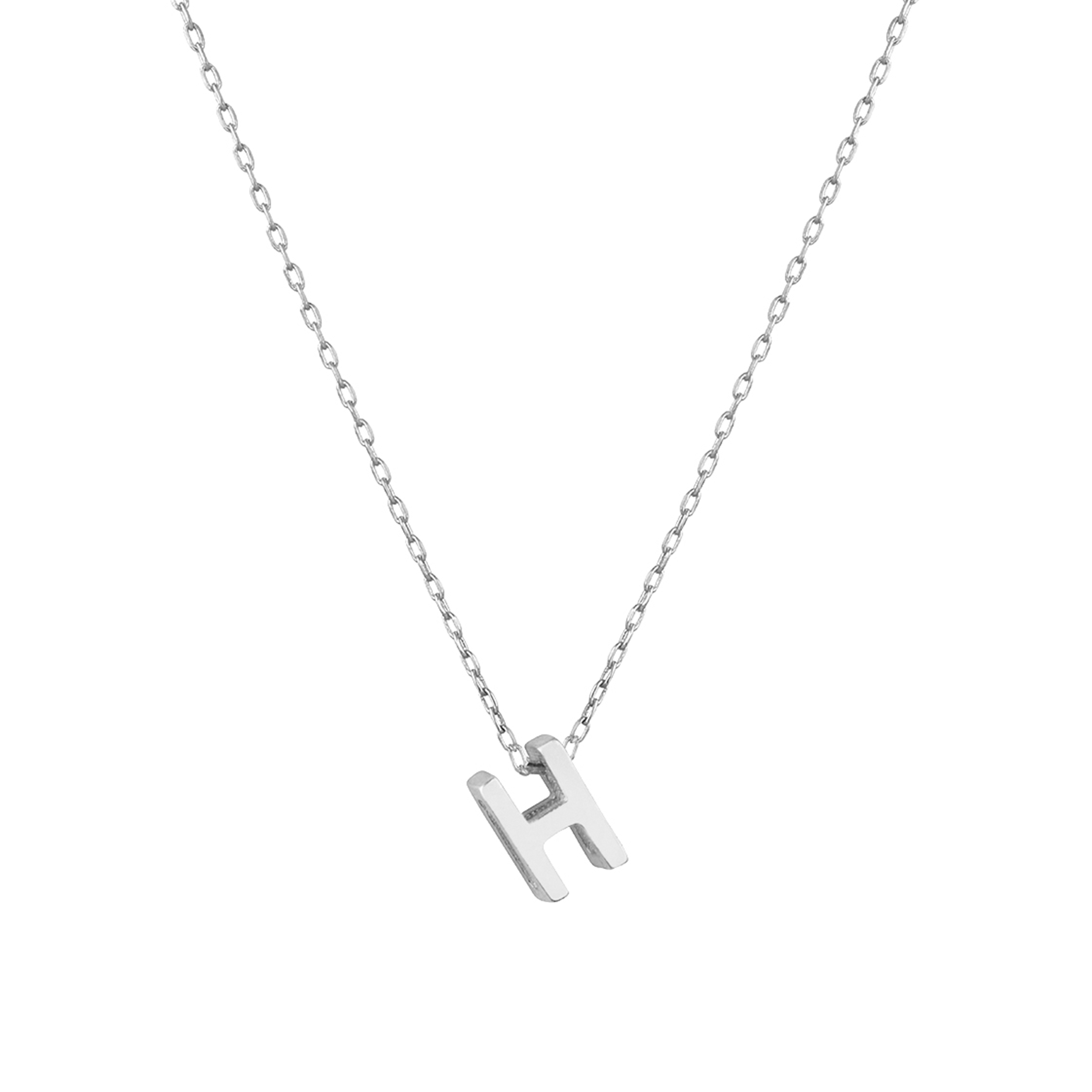 Sterling Silver Alphabet H Round Cut CZ Pendant – VOYLLA