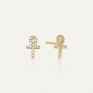  - PAVE ANKH EARRINGS