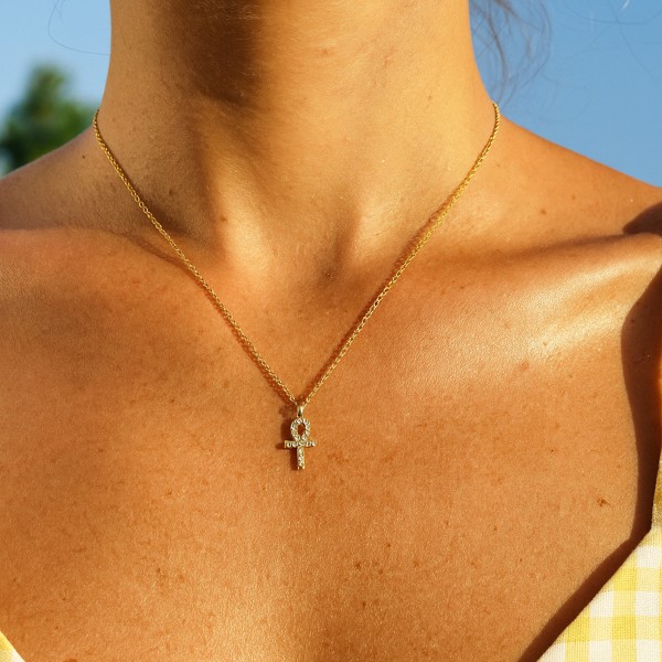  - PAVE ANKH NECKLACE