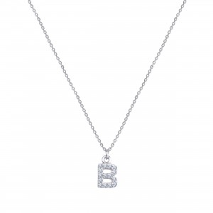  - PAVE B INITIAL NECKLACE