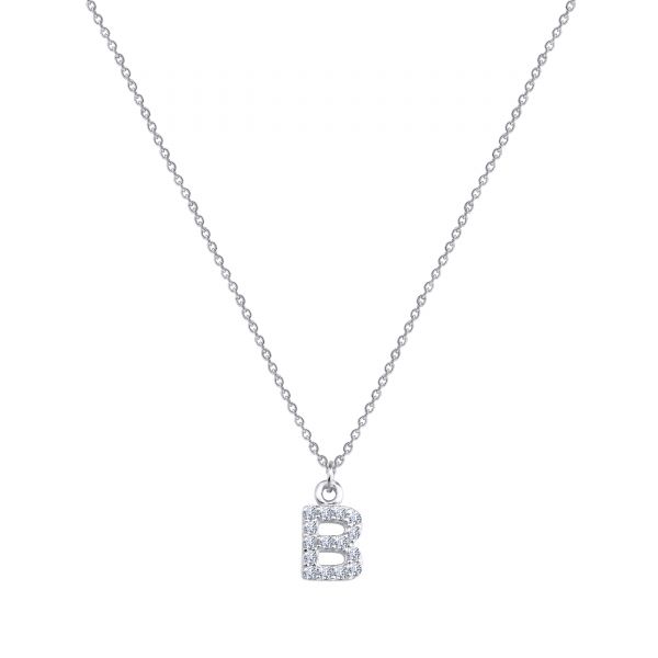 PAVE B INITIAL NECKLACE