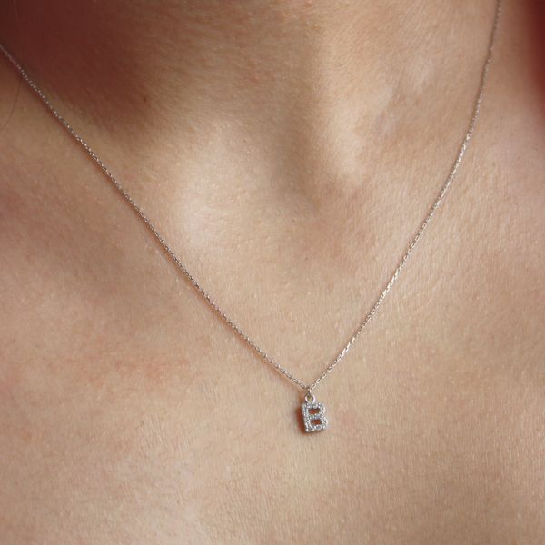 PAVE B INITIAL NECKLACE