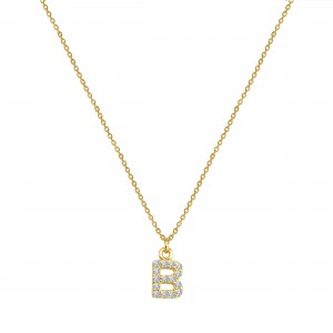 PAVE B INITIAL NECKLACE - Thumbnail