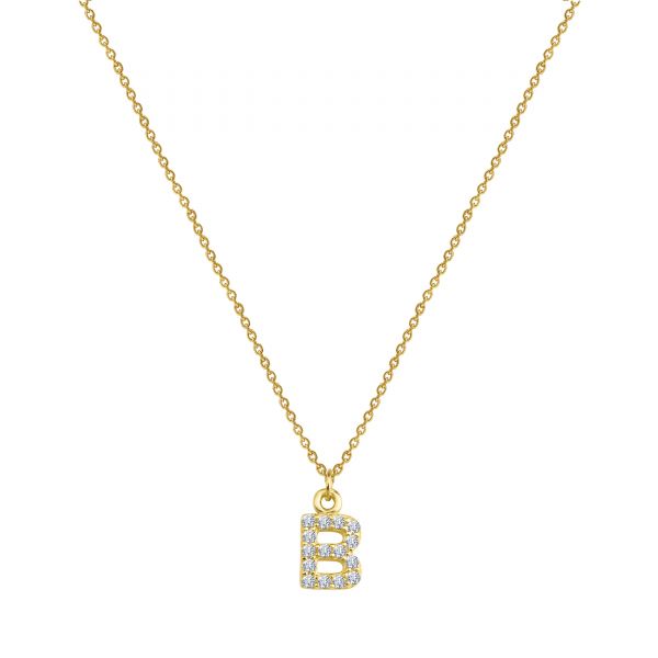  - PAVE B INITIAL NECKLACE
