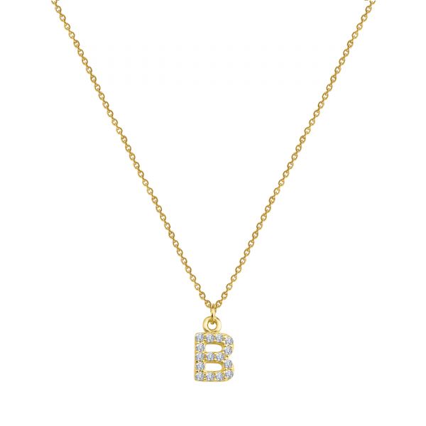 PAVE B INITIAL NECKLACE