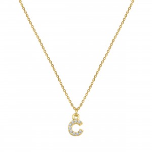PAVE C INITIAL NECKLACE - Thumbnail
