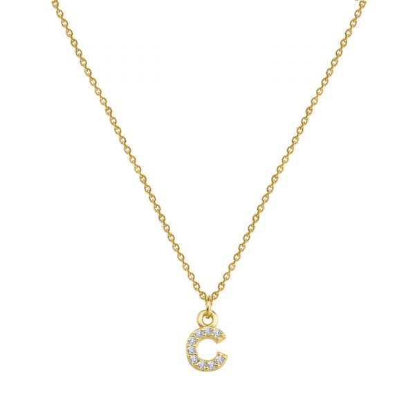 PAVE C INITIAL NECKLACE