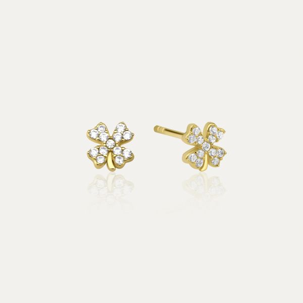 PAVE CLOVER LUCKY EARRINGS 