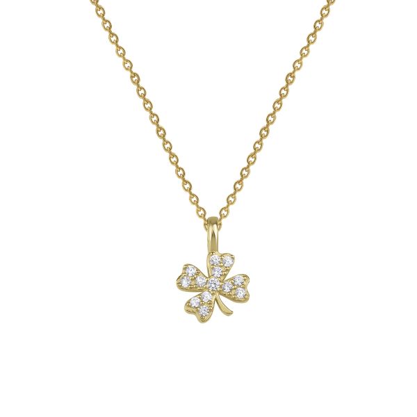 PAVE CLOVER LUCKY NECKLACE
