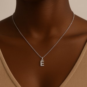 PAVE E INITIAL NECKLACE - Thumbnail