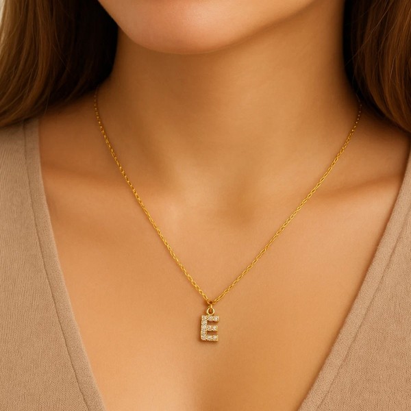 PAVE E INITIAL NECKLACE - Thumbnail (2)