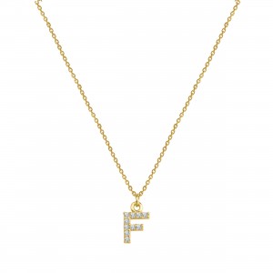 PAVE F INITIAL NECKLACE - Thumbnail