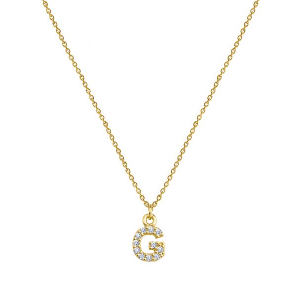  - PAVE G INITIAL NECKLACE