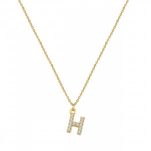 PAVE H INITIAL NECKLACE - Thumbnail