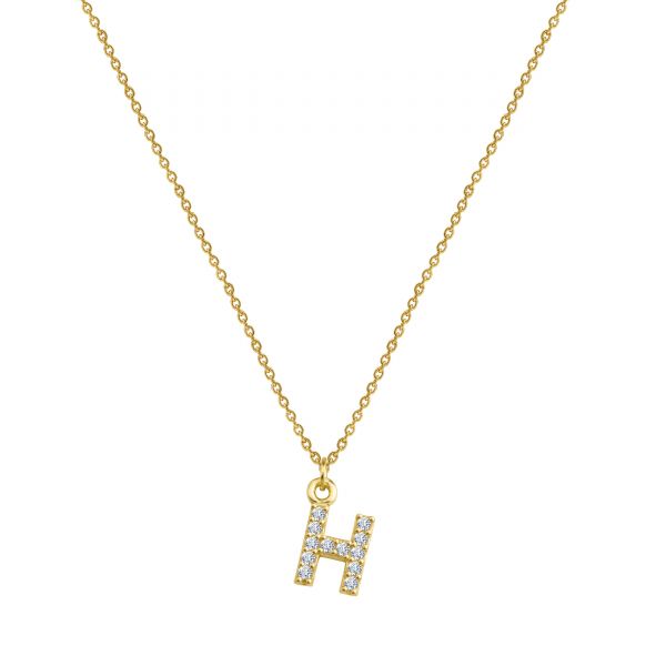 PAVE H INITIAL NECKLACE