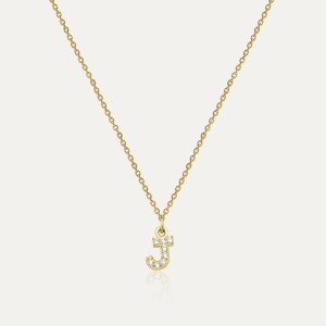  - PAVE J INITIAL NECKLACE