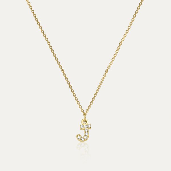  - PAVE J INITIAL NECKLACE