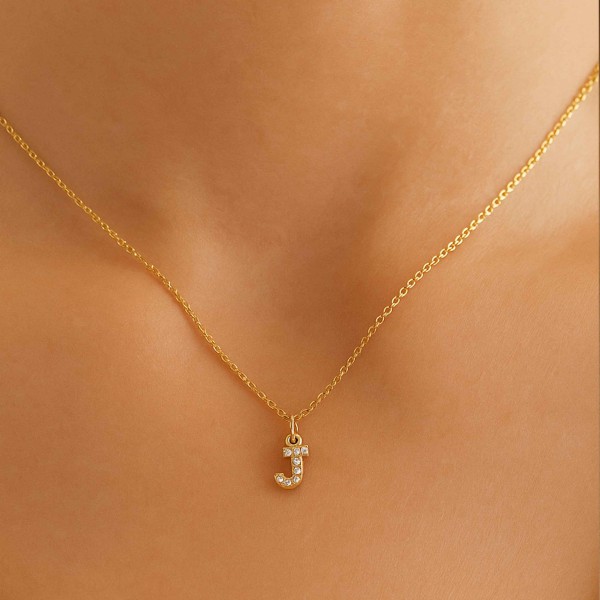 PAVE J INITIAL NECKLACE