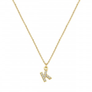 PAVE K INITIAL NECKLACE - Thumbnail