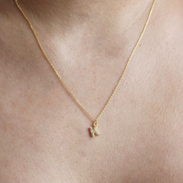 PAVE K INITIAL NECKLACE
