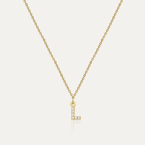 PAVE L INITIAL NECKLACE