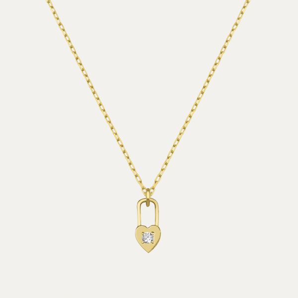  - PAVE LOCK AND HEART NECKLACE