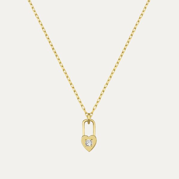 PAVE LOCK AND HEART NECKLACE