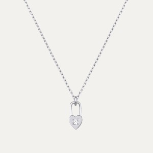  - PAVE LOCK AND HEART NECKLACE